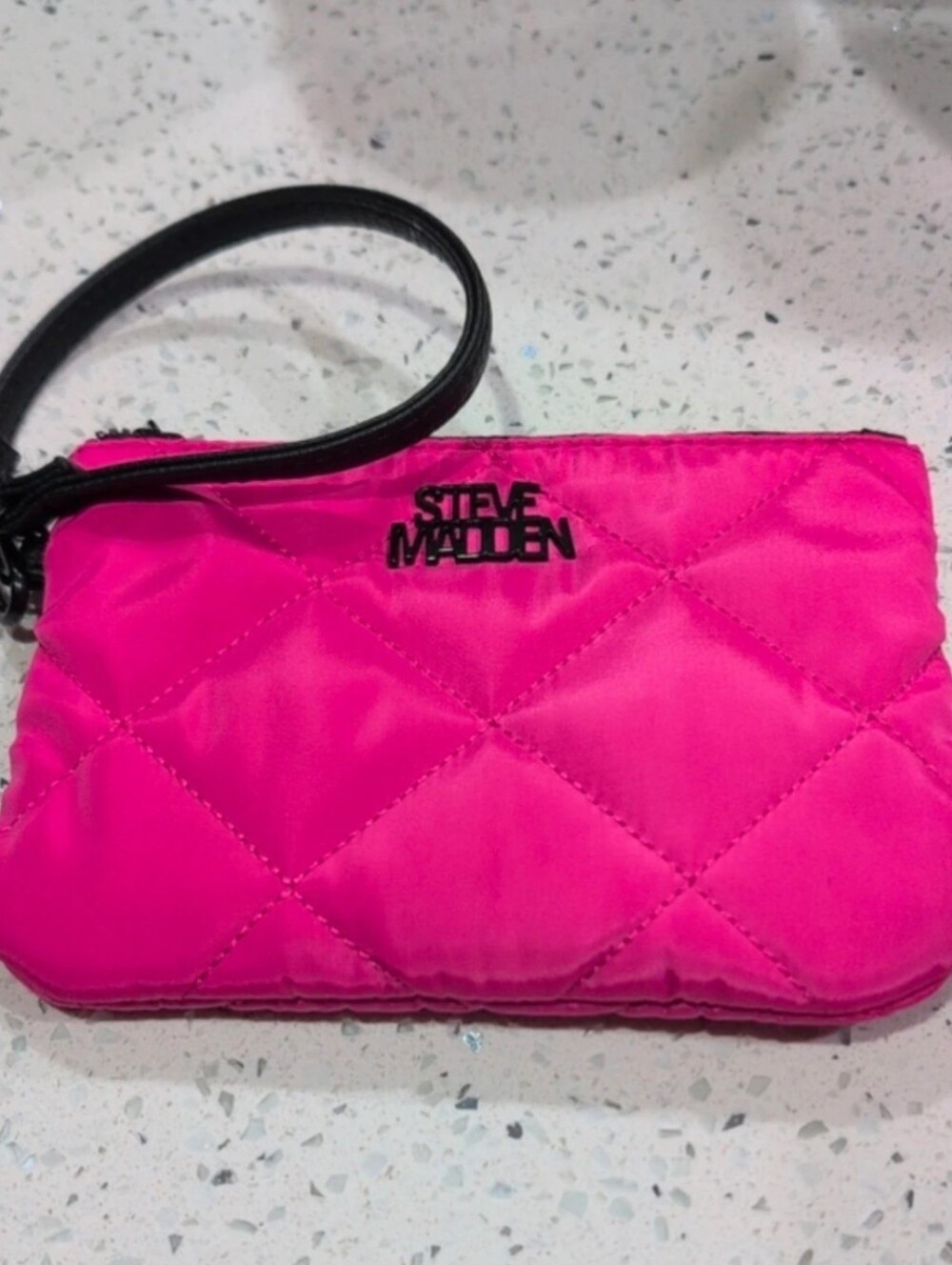 Steve Madden Neon Pink Quilted Wristlet